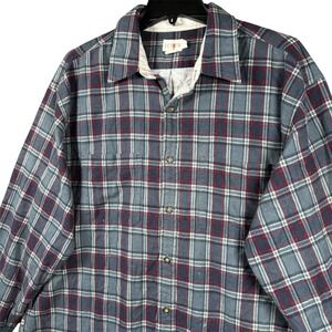Vintage J. Crew Oarsman Flannel Shirt Mens Large‎ Plaid Blue Soft Fall Autumn